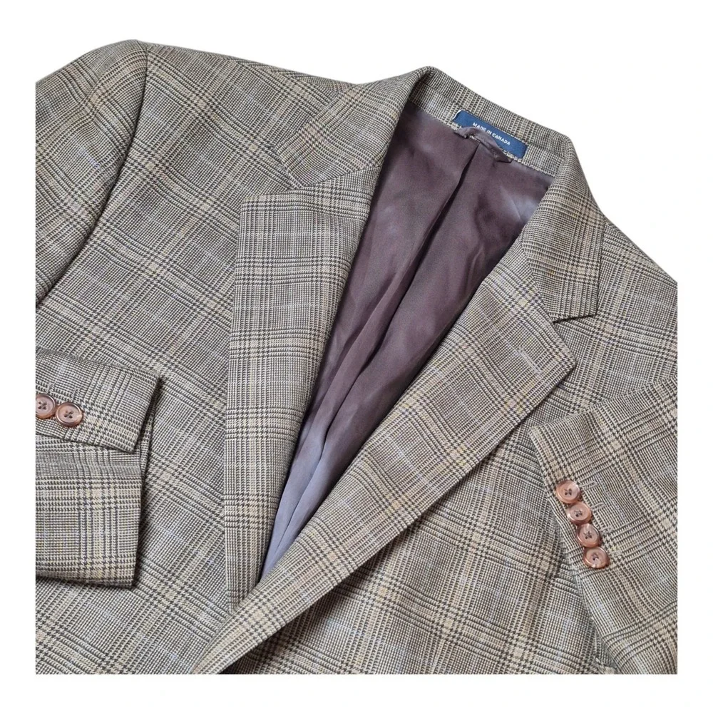VTG Ralph Lauren Men's 42L Silk Wool Glen Plaid Sport Coat Blazer Preppy Classic